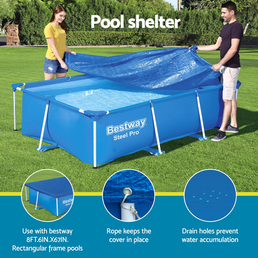 Bestway Pool Cover 264x174cm Rectangle PE with Drain Holes for 259x170cm Pools - SuperSaverAU - view 4