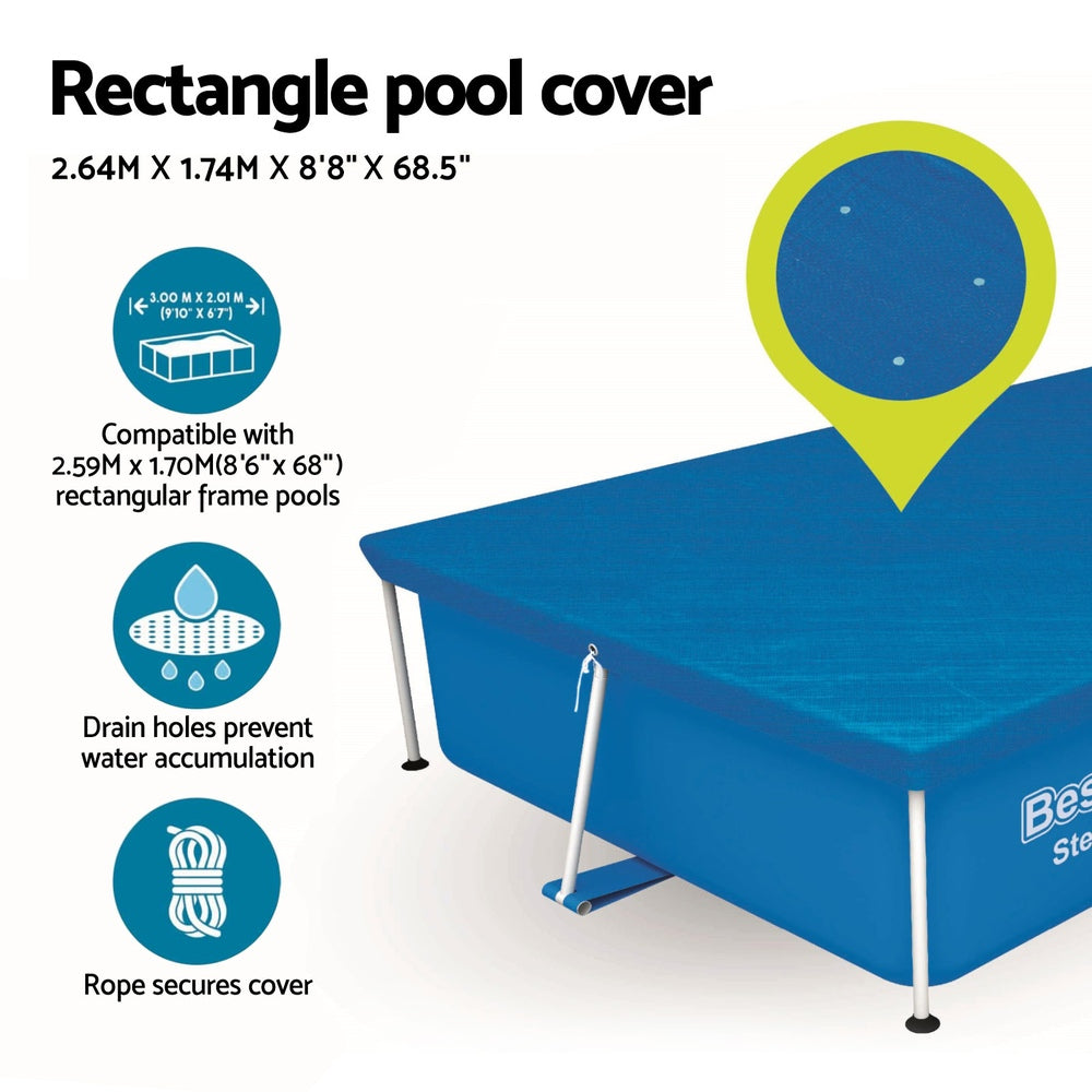 Bestway Pool Cover 264x174cm Rectangle PE with Drain Holes for 259x170cm Pools - SuperSaverAU - view 5