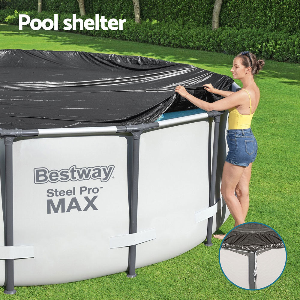 Bestway Pool Cover 3.05m Round Above Ground PVC with Drain Holes & Rope Ties - SuperSaverAU - view 4