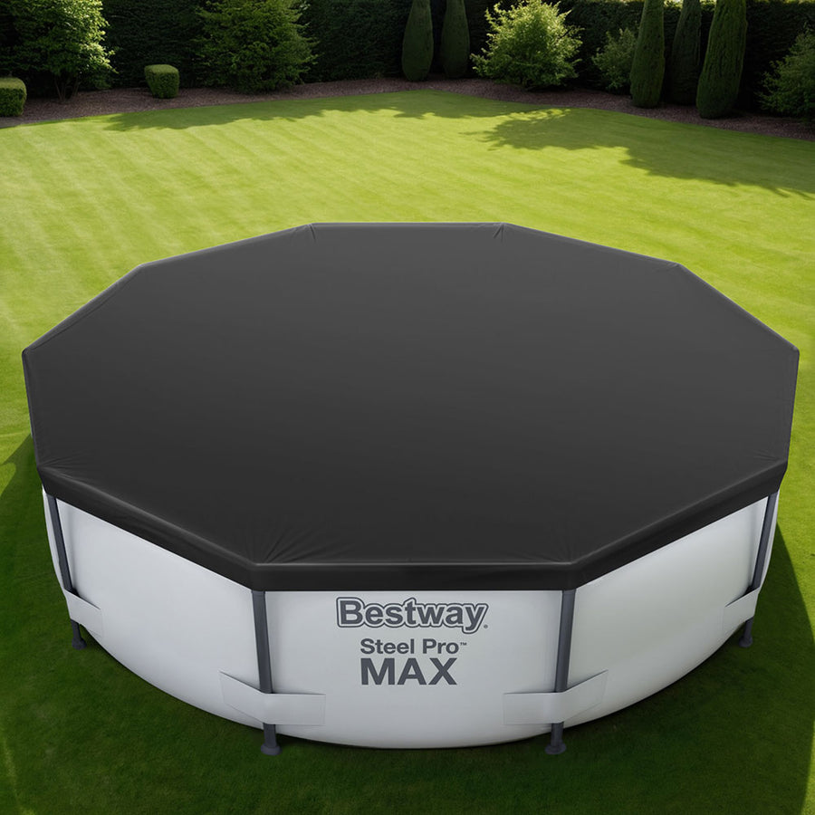 Bestway Pool Cover 3.05m Round Above Ground PVC with Drain Holes & Rope Ties - SuperSaverAU - view 1