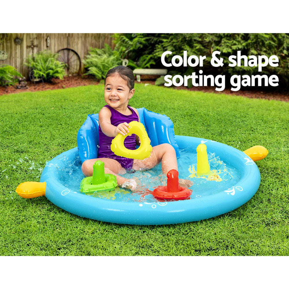 Bestway Kids Play Pool 115x89x76cm Inflatable w/ Sunshade & Sorting Game 31L