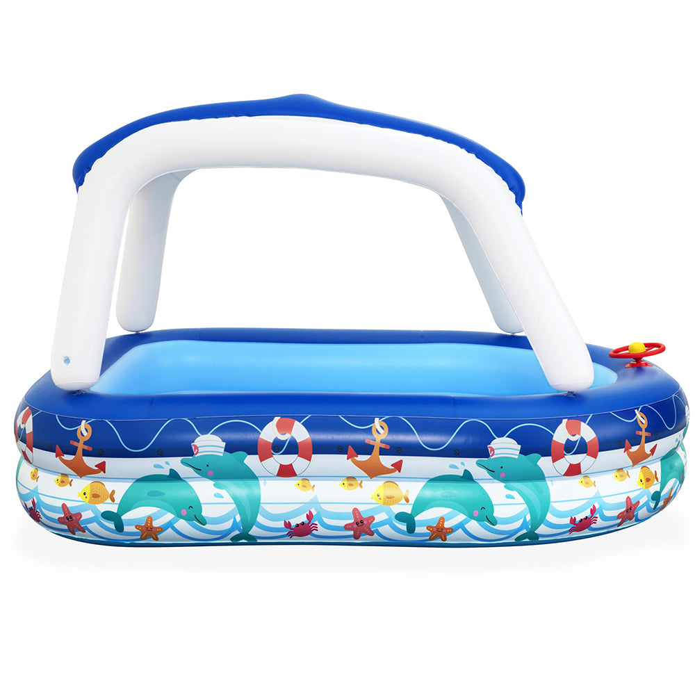 Bestway Sea Captain Inflatable Family Pool 213x155x132cm w/ Canopy & Steering Wheel - SuperSaverAU - view 4