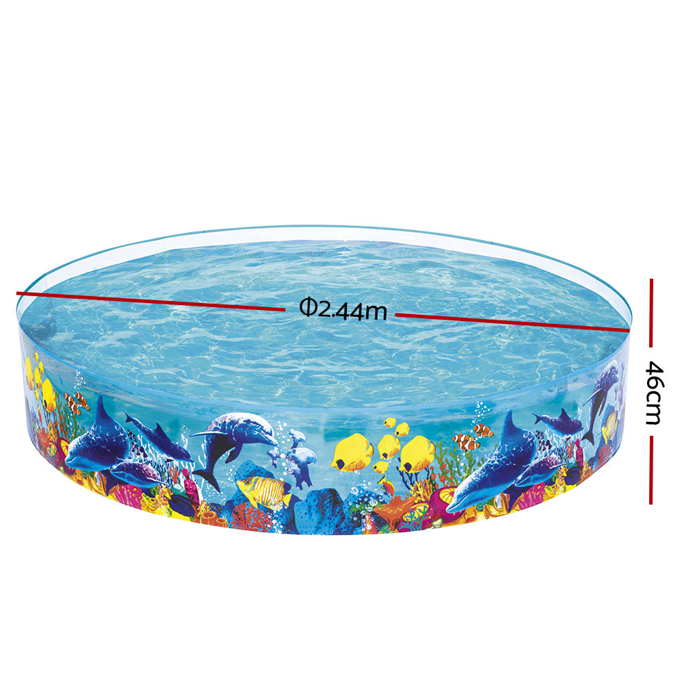 Bestway Fill-n-Fun Play Pool 244x46cm Easy Setup Rigid PVC with Marine Graphics