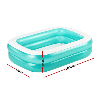 Bestway Kids Inflatable Play Pool 200x146x48cm, 450L, Easy Inflate, Sturdy Vinyl