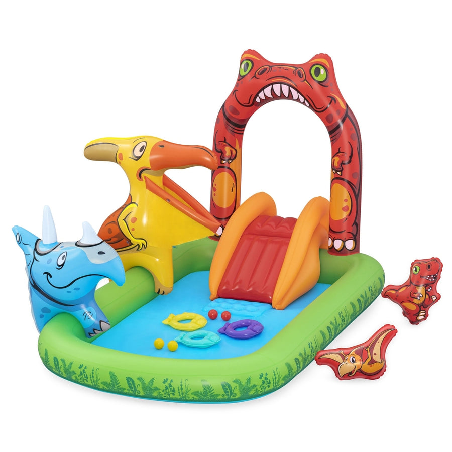 Bestway Kids Inflatable Play Splash Pool with Slide, 242x140cm, Dinosaur Theme - SuperSaverAU - view 1