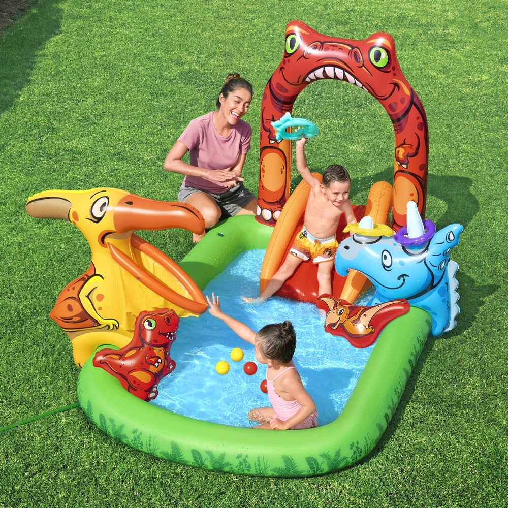 Bestway Kids Inflatable Play Splash Pool with Slide, 242x140cm, Dinosaur Theme - SuperSaverAU - view 7