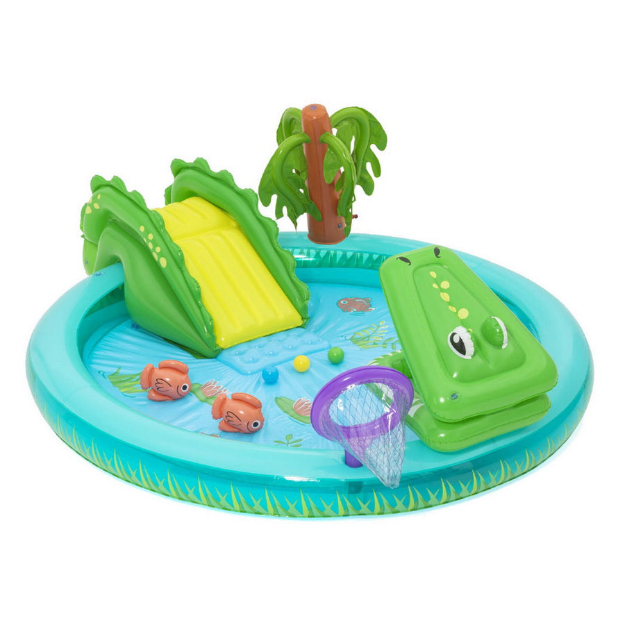 Bestway Kids Inflatable Splash Play Pool 224cm with Slide & Crocodile Toss Game - SuperSaverAU - view 1