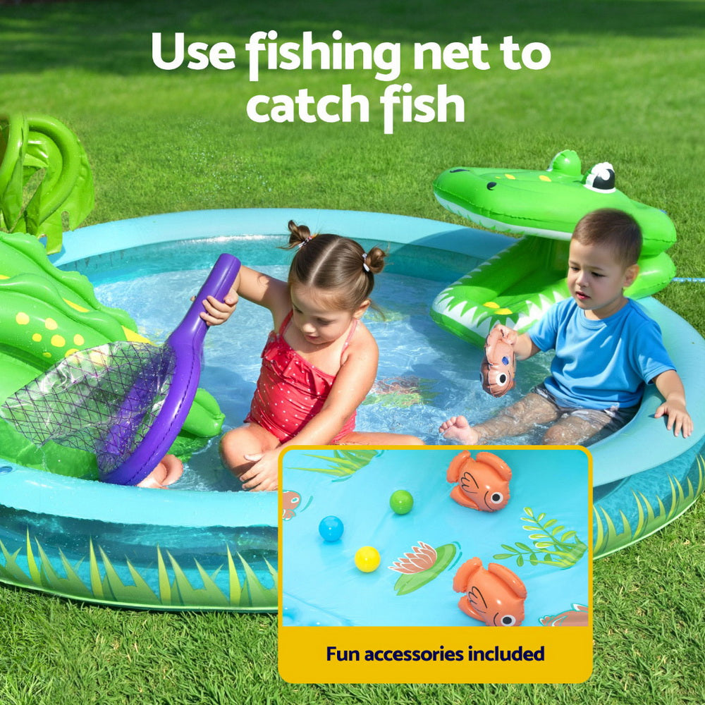 Bestway Kids Inflatable Splash Play Pool 224cm with Slide & Crocodile Toss Game - SuperSaverAU - view 6