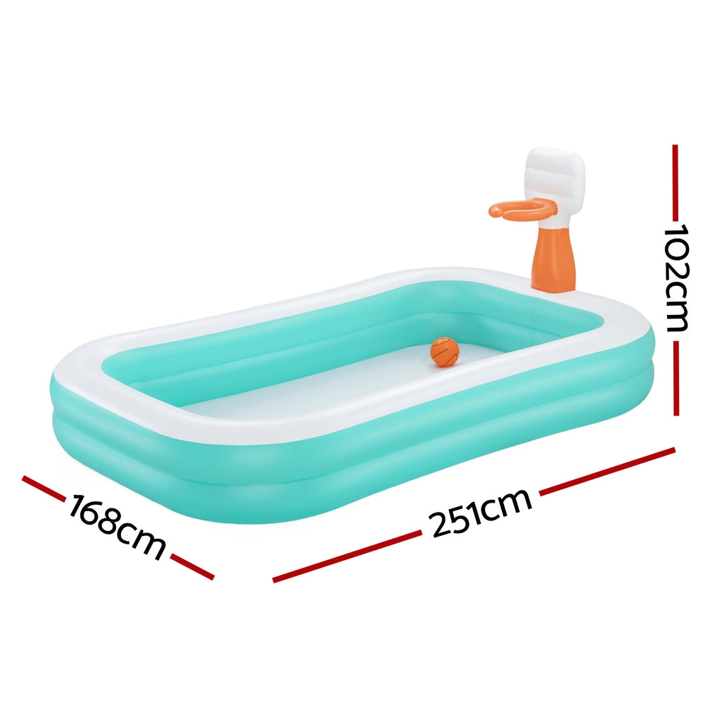 Bestway Kids Inflatable Basketball Play Pool 251x168cm with Drain Valve - SuperSaverAU - view 2