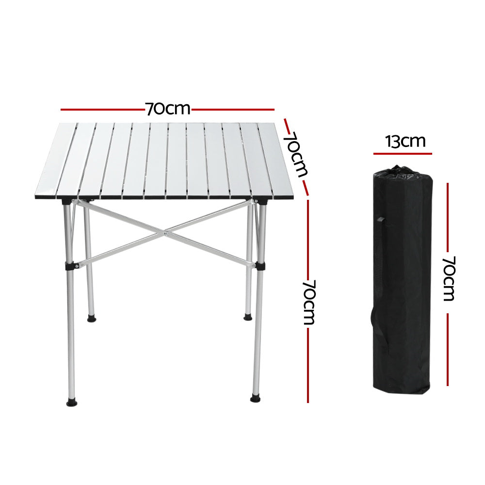 Weisshorn 70CM Folding Camping Table - Lightweight Aluminium, 30KG Capacity, Portable
