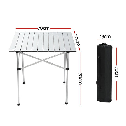 Weisshorn 70CM Folding Camping Table - Lightweight Aluminium, 30KG Capacity, Portable