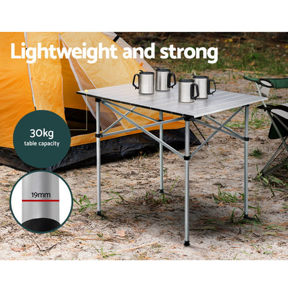 Weisshorn 70CM Folding Camping Table - Lightweight Aluminium, 30KG Capacity, Portable