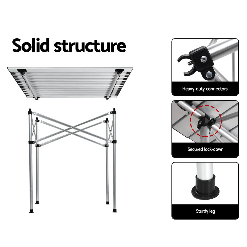 Weisshorn 70CM Folding Camping Table - Lightweight Aluminium, 30KG Capacity, Portable - SuperSaverAU - view 6