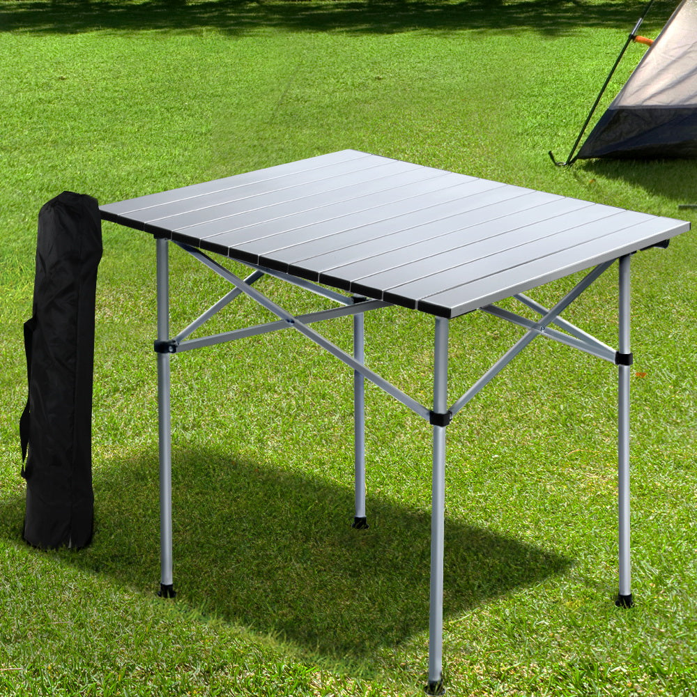 Weisshorn 70CM Folding Camping Table - Lightweight Aluminium, 30KG Capacity, Portable