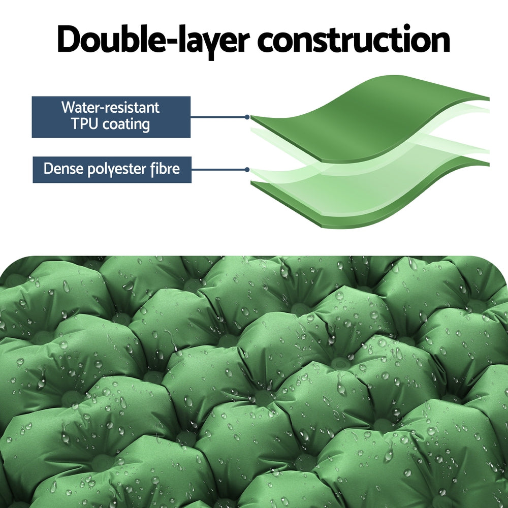 Weisshorn Self-Inflating Mat 200x70cm, 9cm Thick, Water-Resistant, Portable - SuperSaverAU - view 4