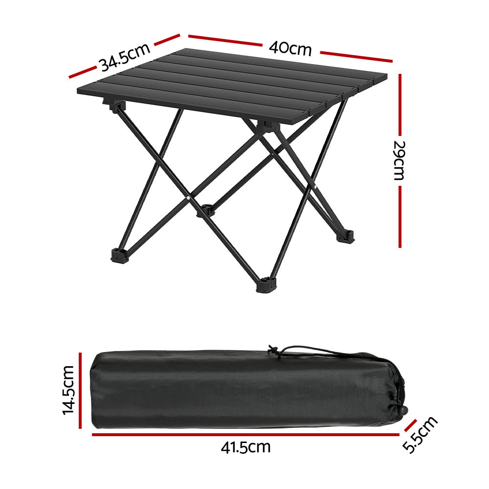 Weisshorn Folding Camping Table 40CM Aluminium Roll Up Portable 30KG Capacity