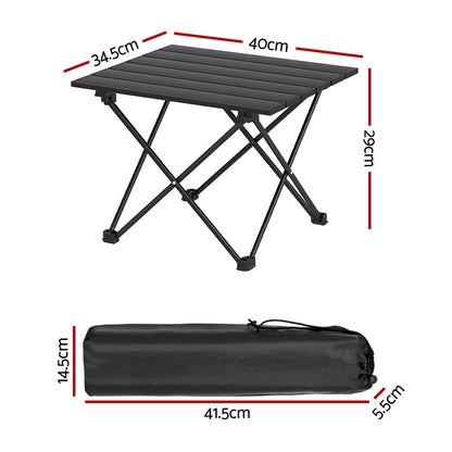 Weisshorn Folding Camping Table 40CM Aluminium Roll Up Portable 30KG Capacity