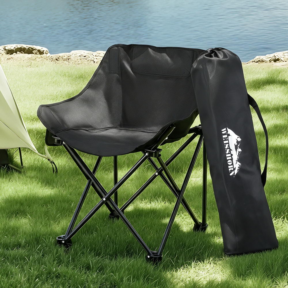 Weisshorn Folding Camping Moon Chair Portable Seat Weight Capacity 120KG Black - SuperSaverAU - view 7