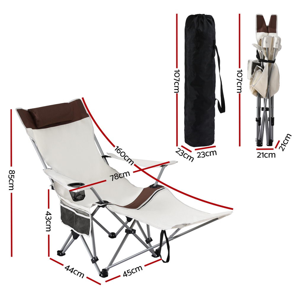 Weisshorn Camping Chair Reclining Adjustable Portable Outdoor Folding Lightweight - SuperSaverAU - view 2