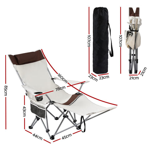 Weisshorn Camping Chair Reclining Adjustable Portable Outdoor Folding Lightweight - SuperSaverAU - view 2