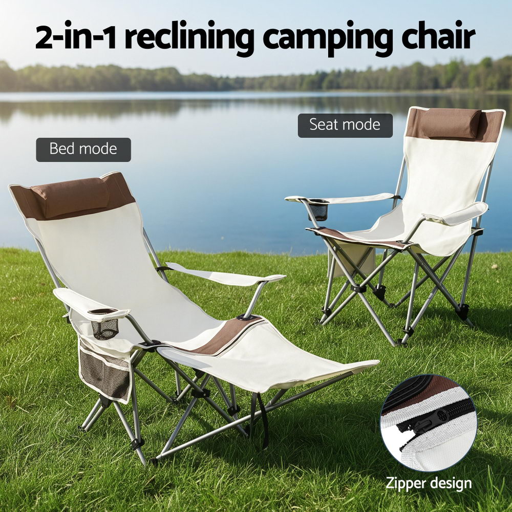 Weisshorn Camping Chair Reclining Adjustable Portable Outdoor Folding Lightweight - SuperSaverAU - view 4