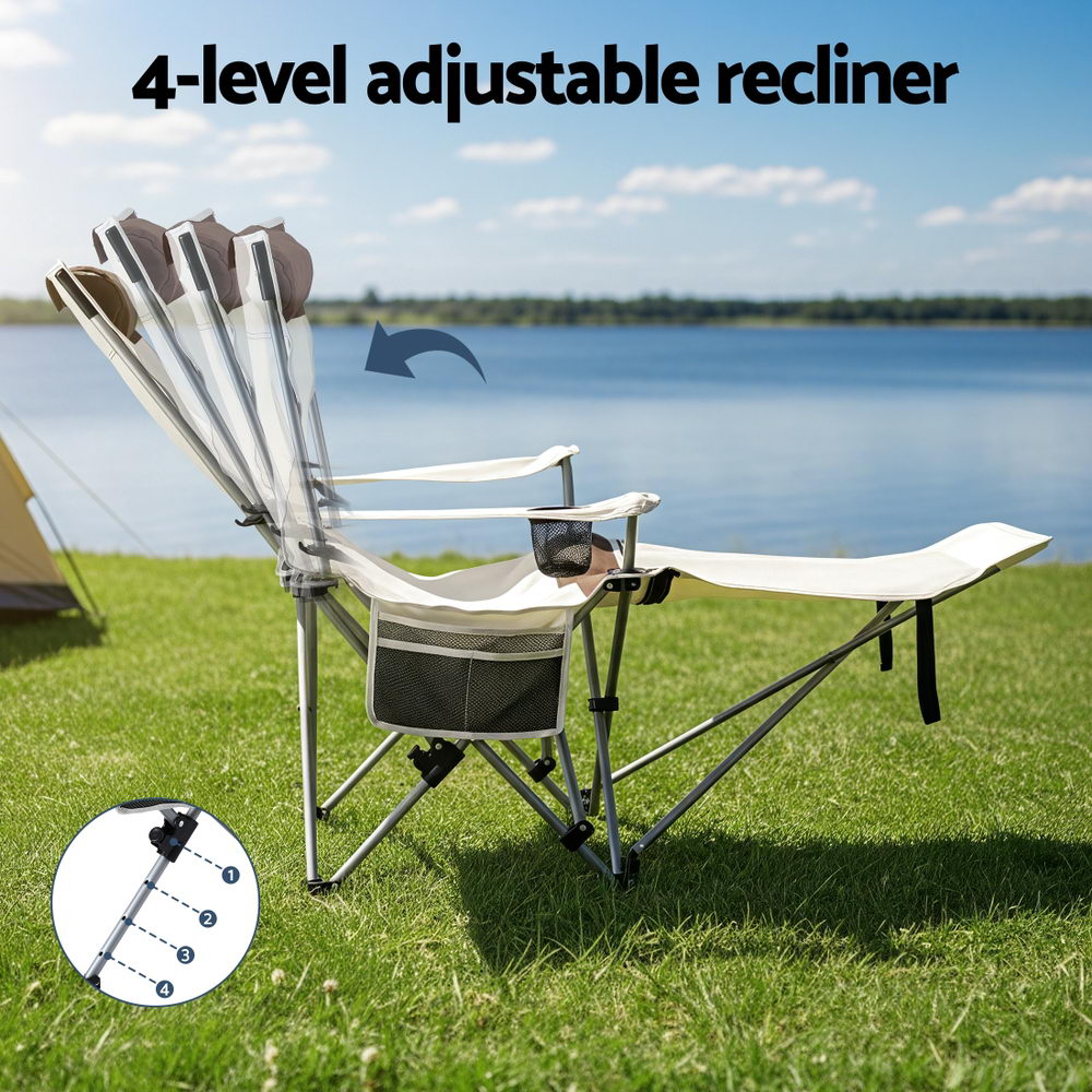 Weisshorn Camping Chair Reclining Adjustable Portable Outdoor Folding Lightweight - SuperSaverAU - view 5