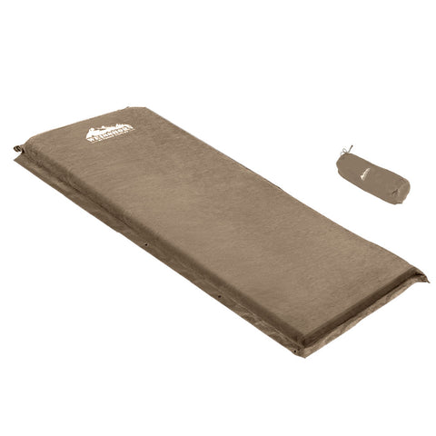 Weisshorn Self-Inflating Mat 187x66x9.5cm Coffee - Water Resistant, Joinable, Carry Bag - SuperSaverAU - view 1