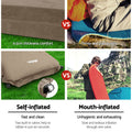 Weisshorn Self-Inflating Mat 187x66x9.5cm Coffee - Water Resistant, Joinable, Carry Bag - SuperSaverAU - view 4