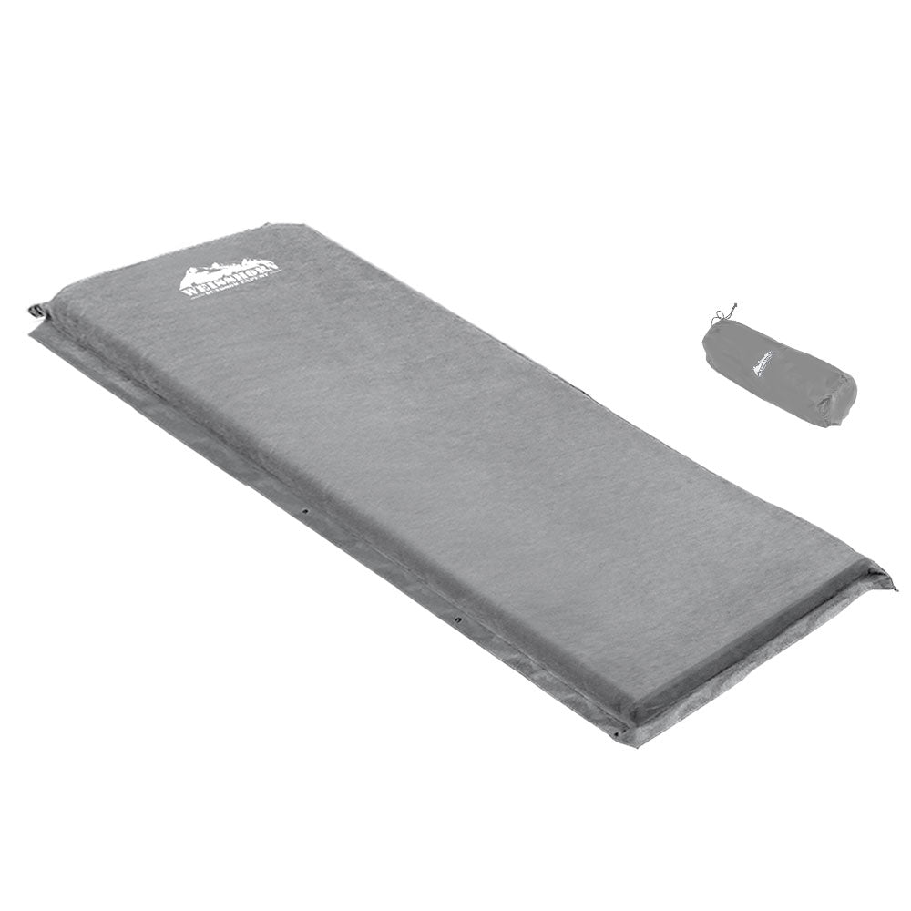 Weisshorn Self-Inflating Mat 187x66cm, 9.5cm Thick, Water Resistant, Grey