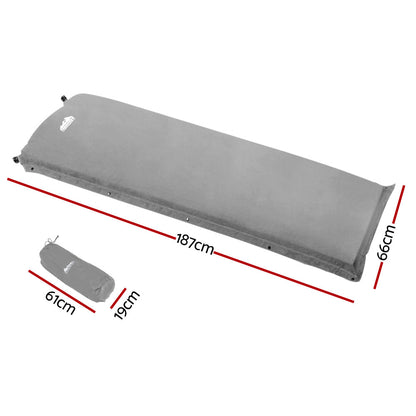 Weisshorn Self-Inflating Mat 187x66cm, 9.5cm Thick, Water Resistant, Grey