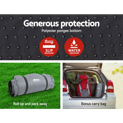 Weisshorn Self-Inflating Mat 187x66cm, 9.5cm Thick, Water Resistant, Grey