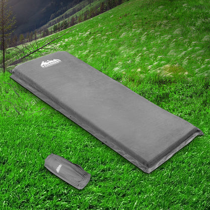 Weisshorn Self-Inflating Mat 187x66cm, 9.5cm Thick, Water Resistant, Grey