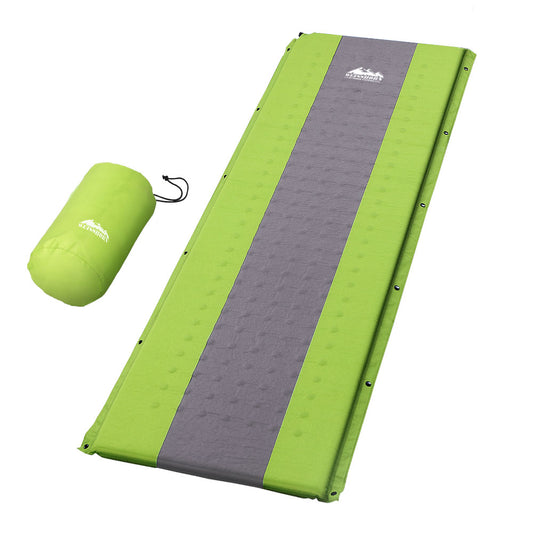 Weisshorn Self-Inflating Mat 195x65x2.5cm Green, Water Resistant, Joinable, Carry Bag