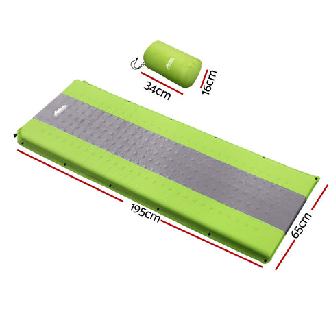 Weisshorn Self-Inflating Mat 195x65x2.5cm Green, Water Resistant, Joinable, Carry Bag - SuperSaverAU - view 2