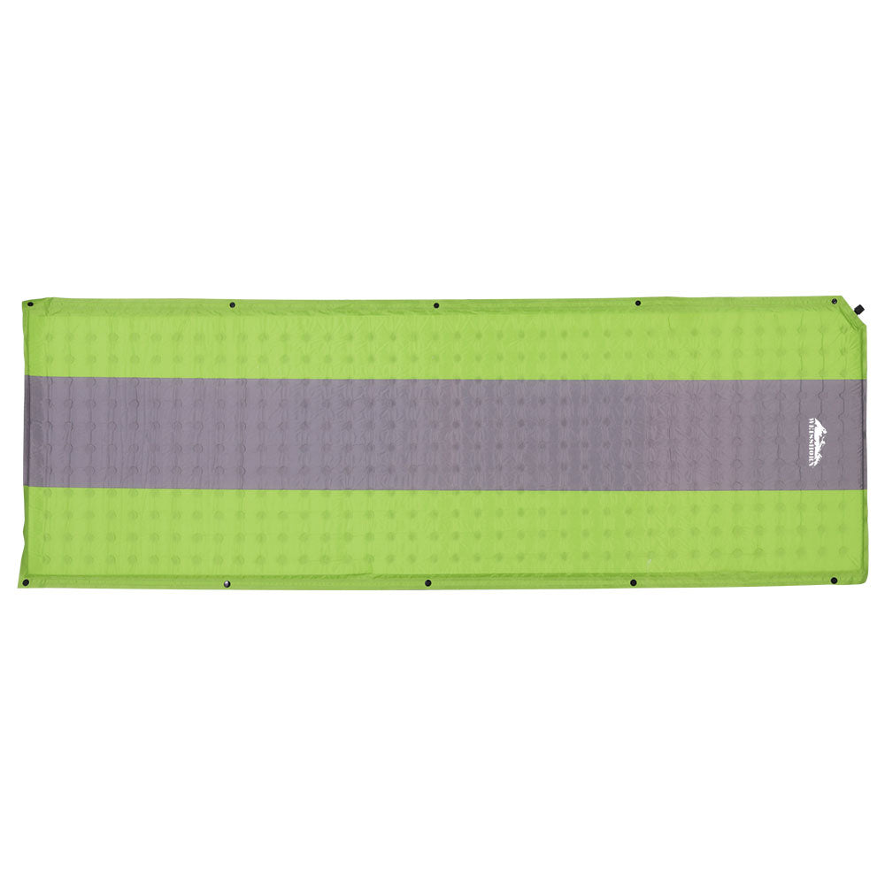 Weisshorn Self-Inflating Mat 195x65x2.5cm Green, Water Resistant, Joinable, Carry Bag