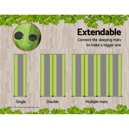 Weisshorn Self-Inflating Mat 195x65x2.5cm Green, Water Resistant, Joinable, Carry Bag