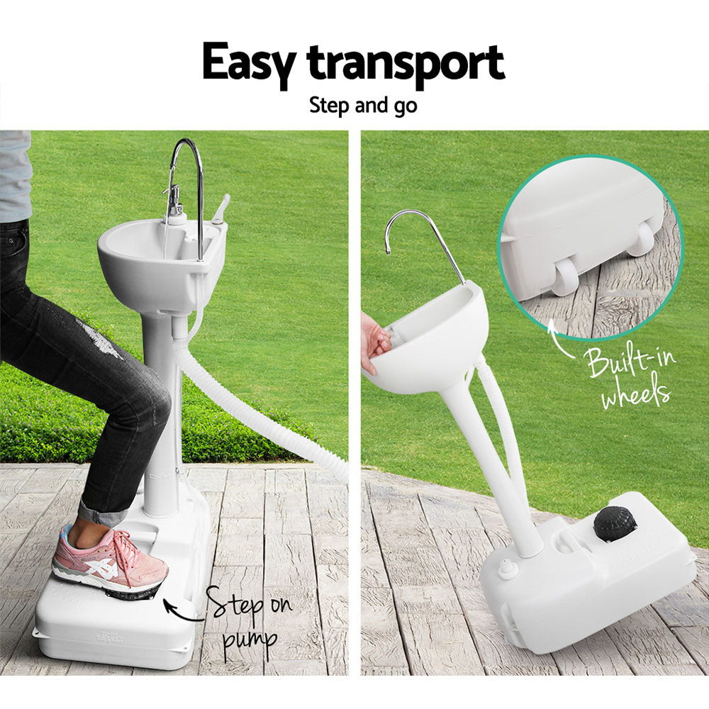 Weisshorn Portable Handwash Stand 19L with Foot Pump & Towel Rack - SuperSaverAU - view 6