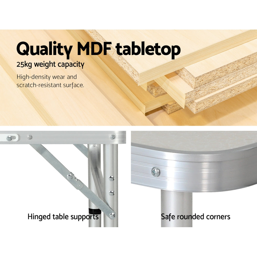 Weisshorn 60CM Adjustable Portable Camping Table - Lightweight, Rust-Resistant MDF