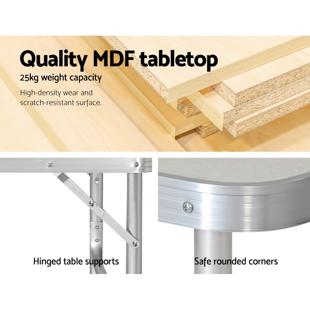 Weisshorn Folding Camping Table 90CM Adjustable Portable Lightweight Outdoor Desk