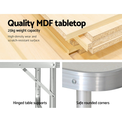 Weisshorn Folding Camping Table 90CM Adjustable Portable Lightweight Outdoor Desk