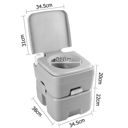 Weisshorn 20L Portable Camping Toilet - 12L Freshwater, Easy to Empty, Grey