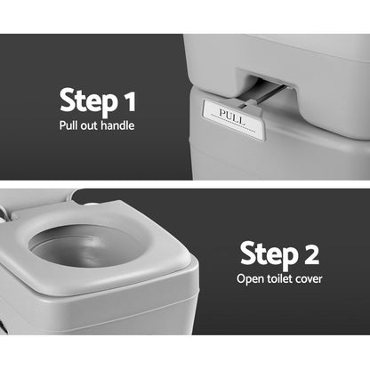 Weisshorn 20L Portable Camping Toilet - 12L Freshwater, Easy to Empty, Grey