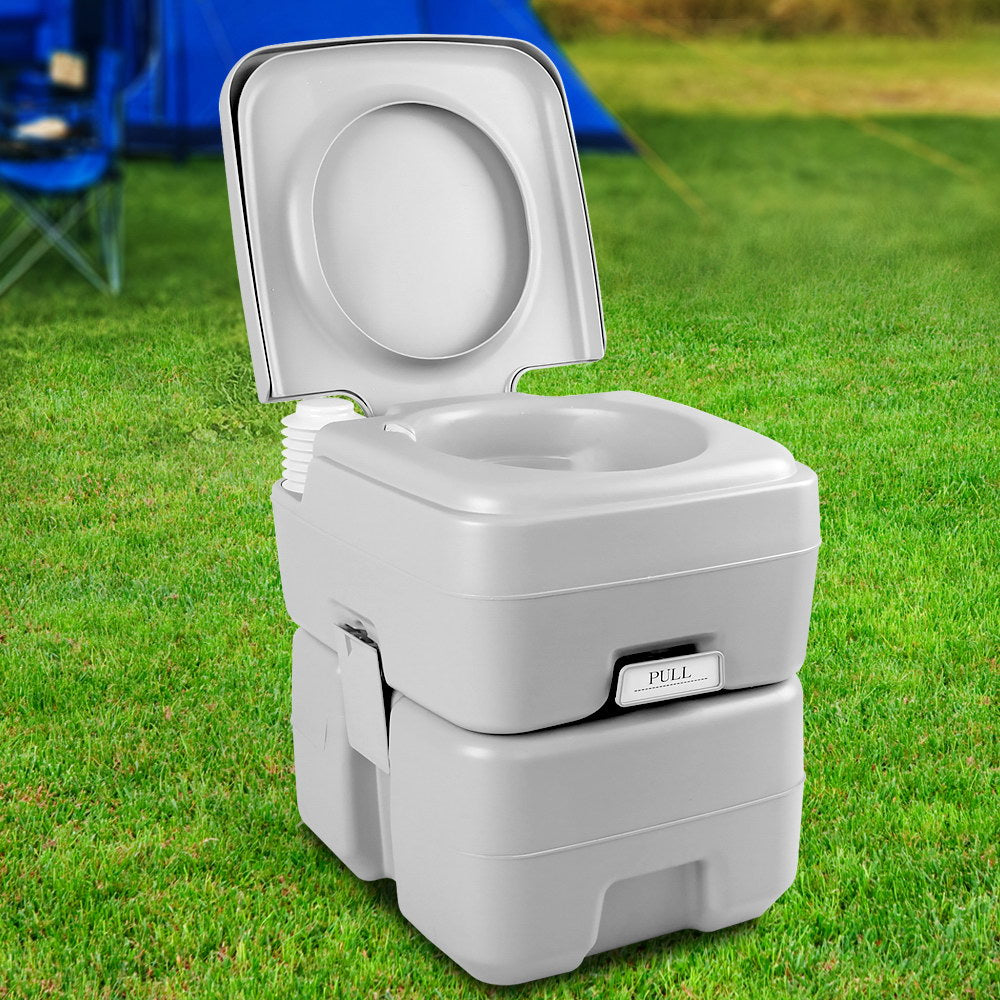Weisshorn 20L Portable Camping Toilet - 12L Freshwater, Easy to Empty, Grey