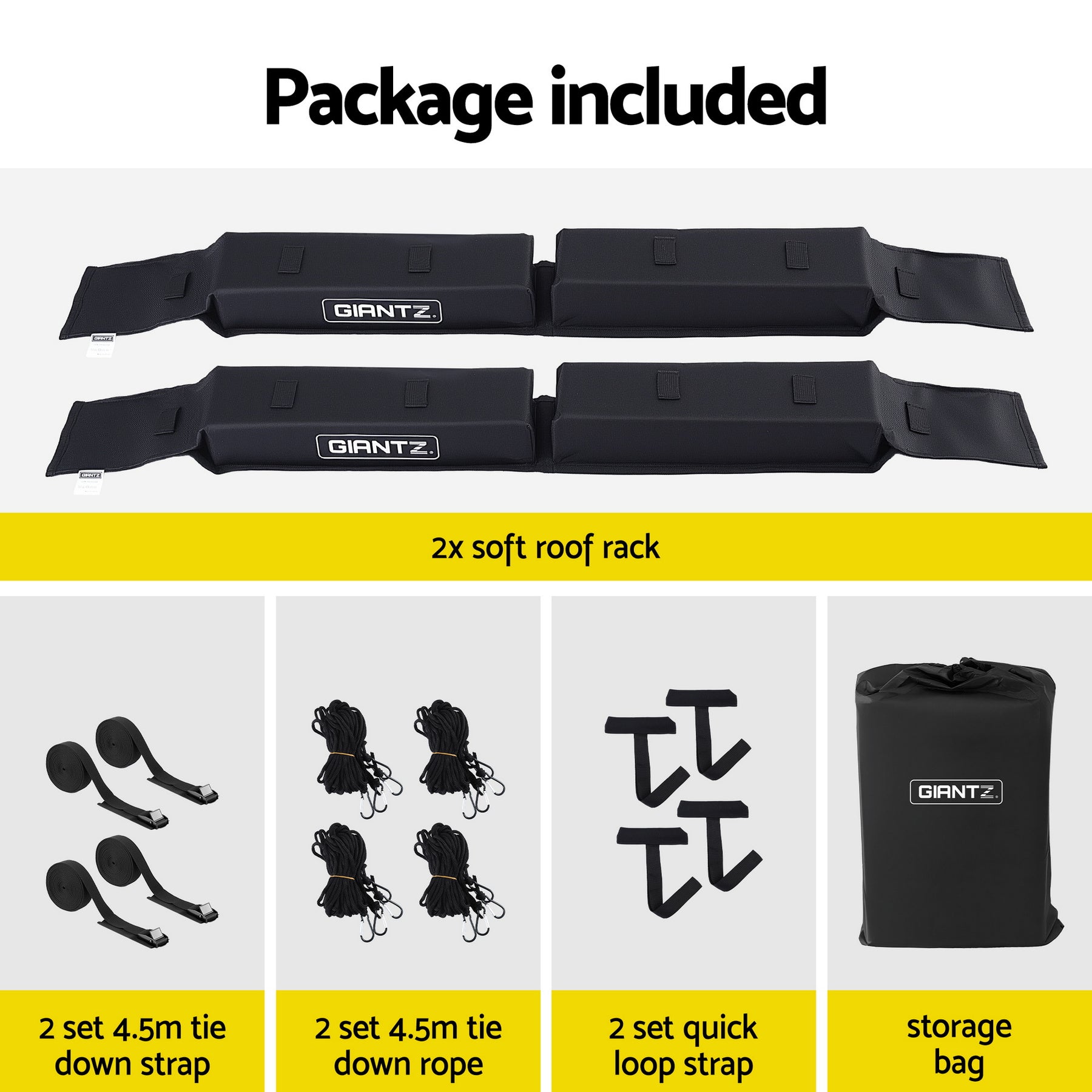 GIANTZ Universal Soft Kayak Roof Rack Pads 80kg