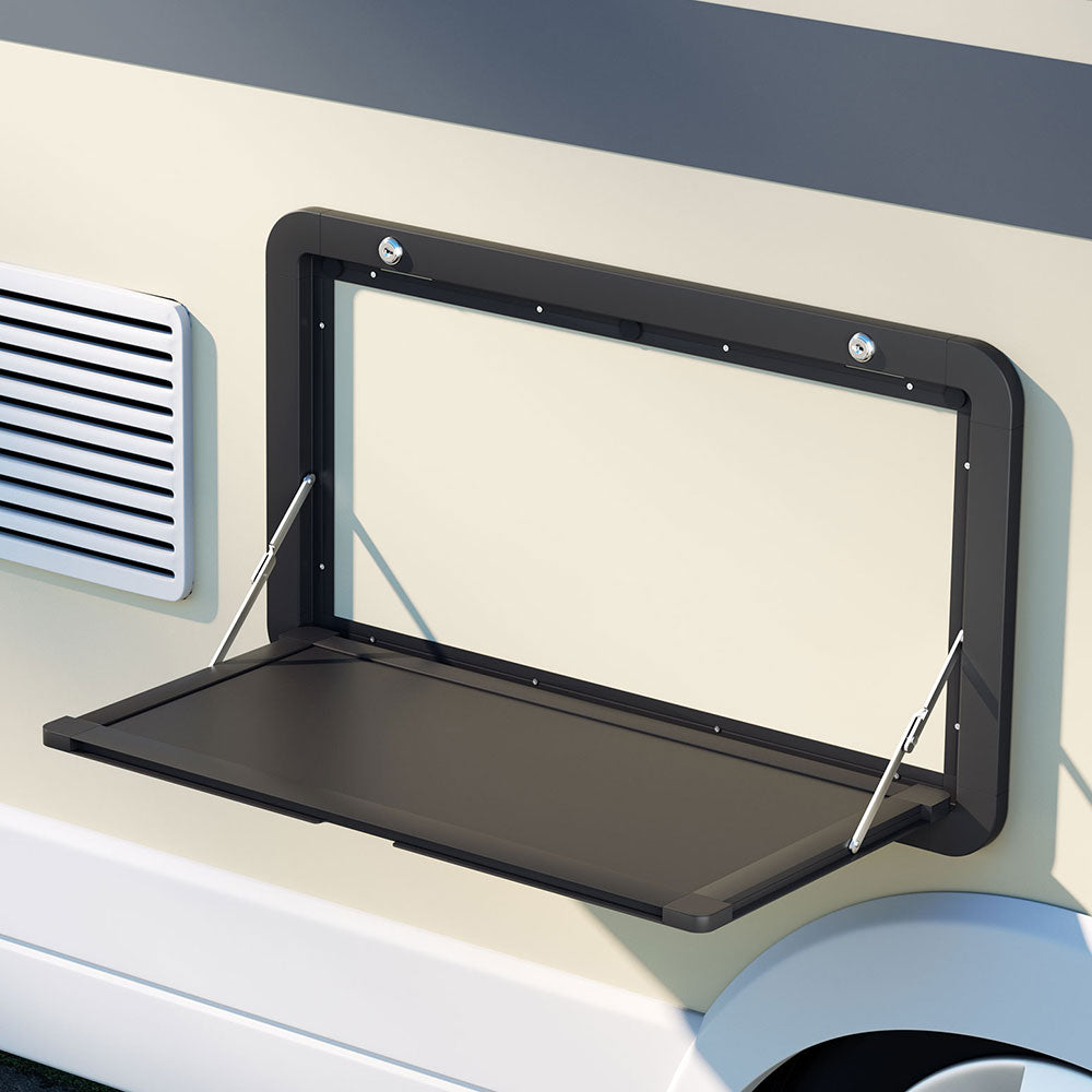 Weisshorn Caravan Table 800 x 450mm Folding Lockable Aluminium Black - SuperSaverAU - view 6