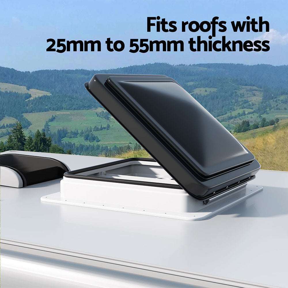 Weisshorn Caravan Roof Vent 350x350mm Black - Low Noise, Insect-Proof, All-Weather - SuperSaverAU - view 5