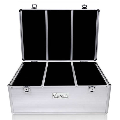 Embellir Aluminium CD Storage Case Box 500 Disks with Locks & Velvet Lining