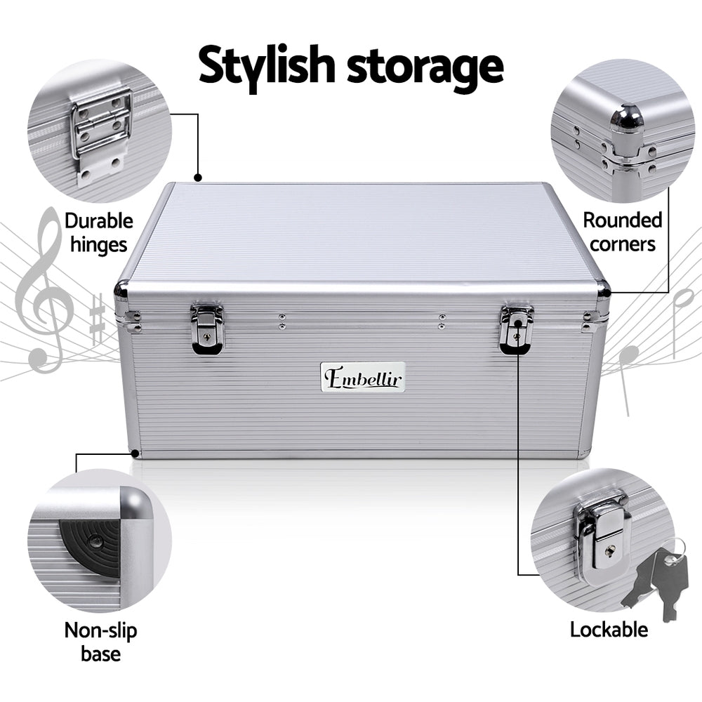 Embellir Aluminium CD Storage Case Box 500 Disks with Locks & Velvet Lining