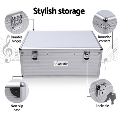 Embellir Aluminium CD Storage Case Box 500 Disks with Locks & Velvet Lining