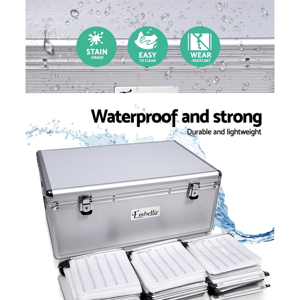 Embellir Aluminium CD Storage Case Box 500 Disks with Locks & Velvet Lining